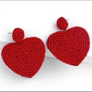 ❤️Red Beaded Heart Earrings